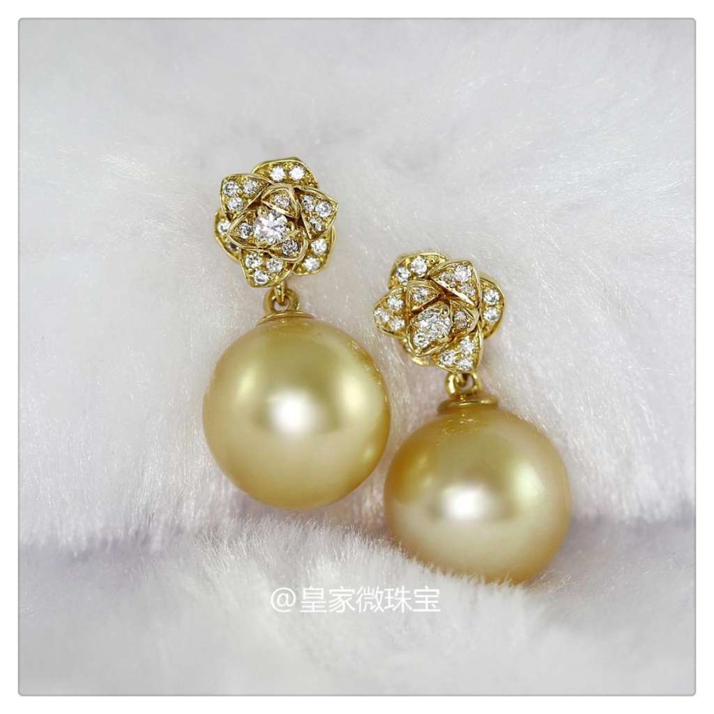 1011mm伯爵玫瑰南洋金珠耳环