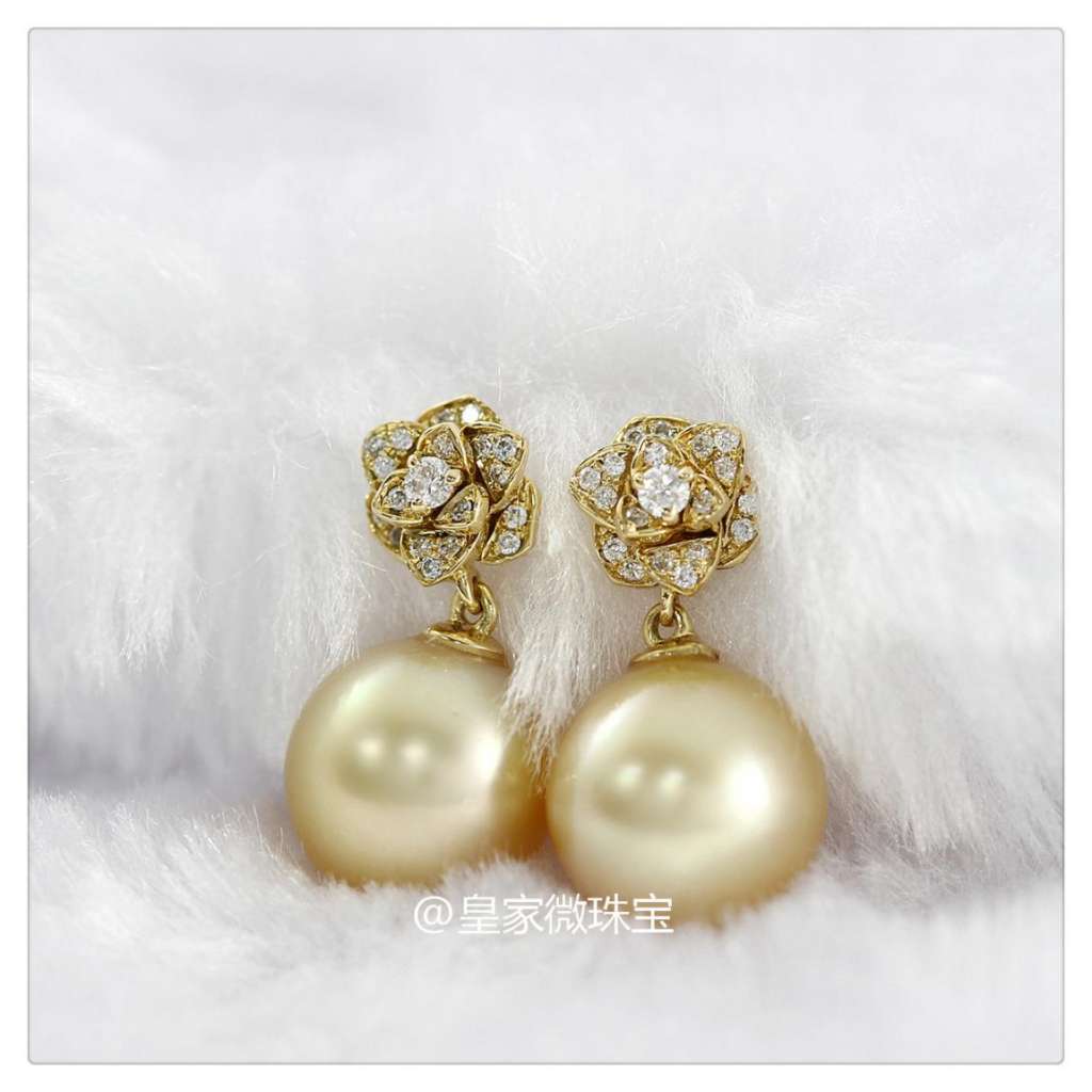 1011mm伯爵玫瑰南洋金珠耳环