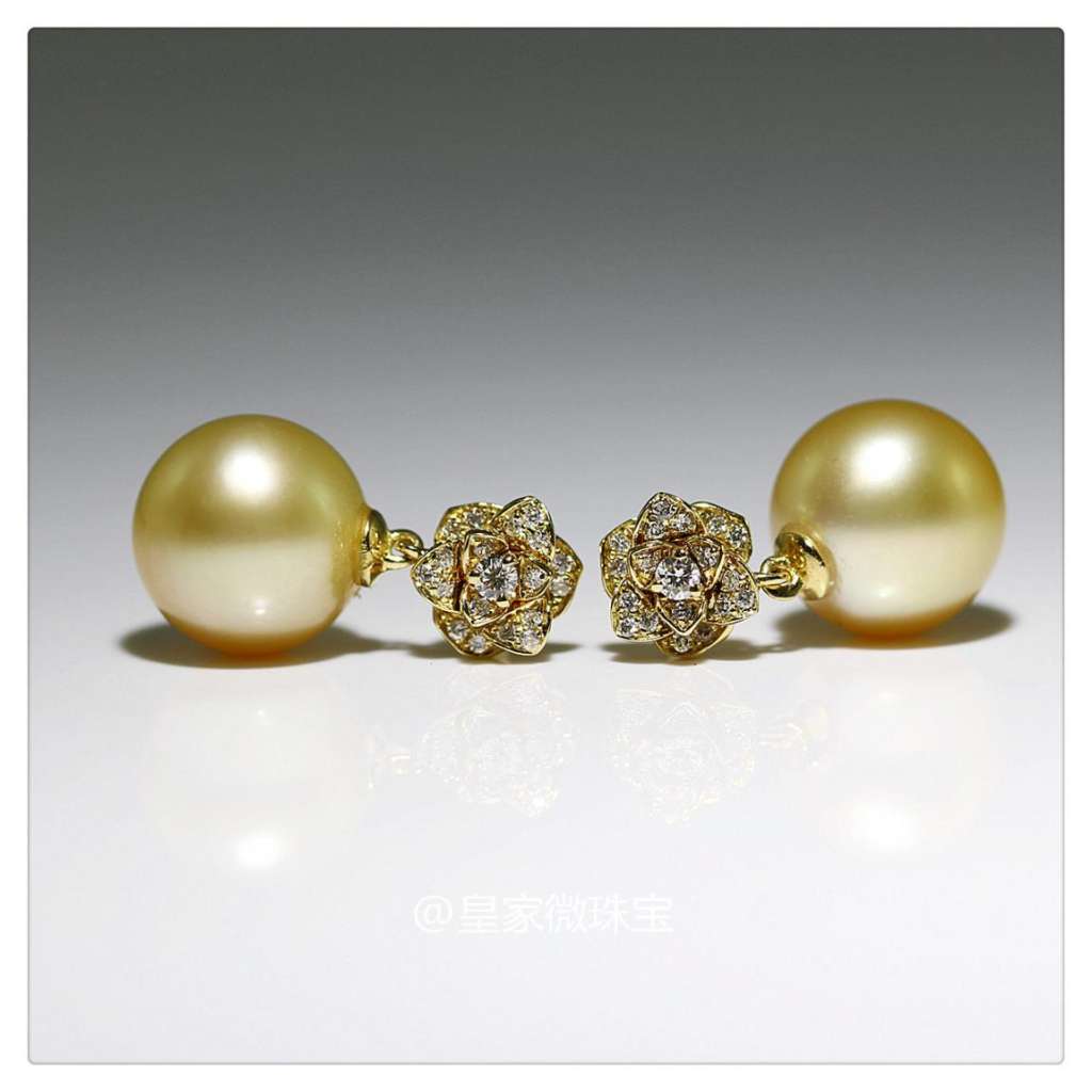 1011mm伯爵玫瑰南洋金珠耳环