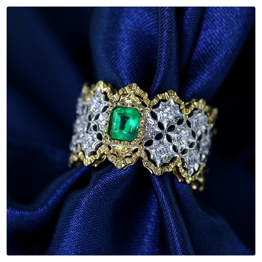 58分祖母绿宫廷钻石戒指有视频